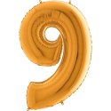 Balon foliowy Cyfra 9 Złota - 102 cm Grabo
