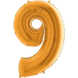 Balon foliowy Cyfra 9 Złota - 102 cm Grabo