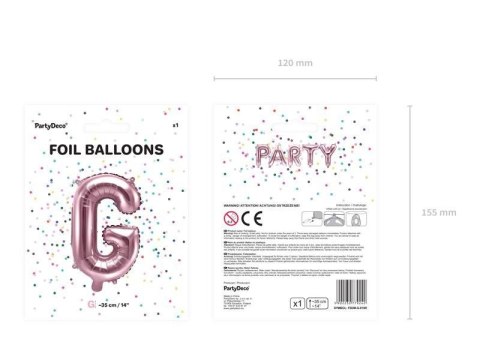 Balon foliowy Litera G, 35cm, Rose Gold różowe złoto Balon foliowy Litera G, 35cm, Rose Gold różowe złoto