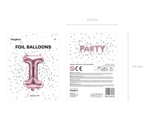 Balon foliowy Litera I, 35cm, Rose Gold różowe złoto Balon foliowy Litera I, 35cm, Rose Gold różowe złoto