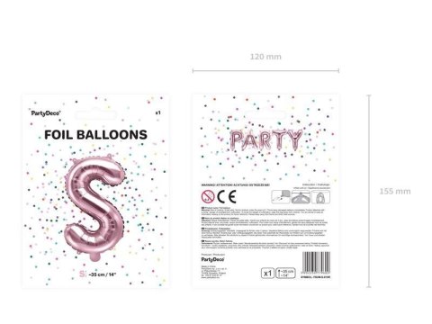 Balon foliowy Litera S, 35cm, Rose Gold różowe złoto Balon foliowy Litera S, 35cm, Rose Gold różowe złoto