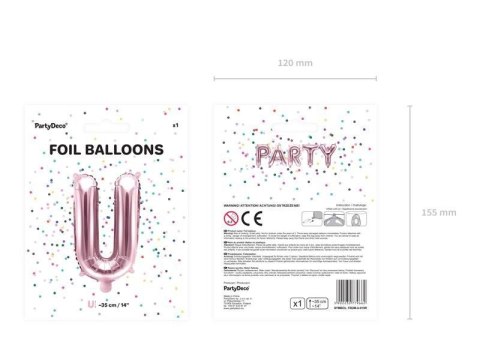 Balon foliowy Litera U, 35cm, Rose Gold różowe złoto Balon foliowy Litera U, 35cm, Rose Gold różowe złoto