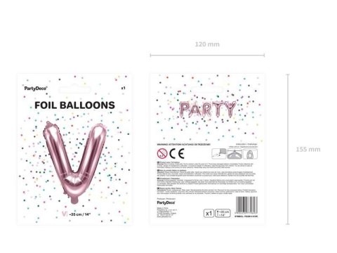 Balon foliowy Litera V, 35cm, Rose Gold różowe złoto Balon foliowy Litera V, 35cm, Rose Gold różowe złoto