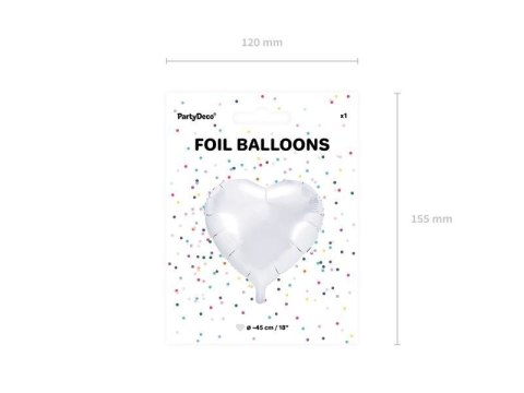 Balon foliowy Serce białe, 45cm
