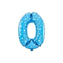Cyfra 0 Balon Foliowy - 40 cm Niebieska