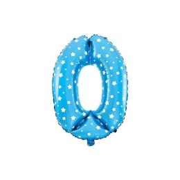 Cyfra 0 Balon Foliowy - 40 cm Niebieska