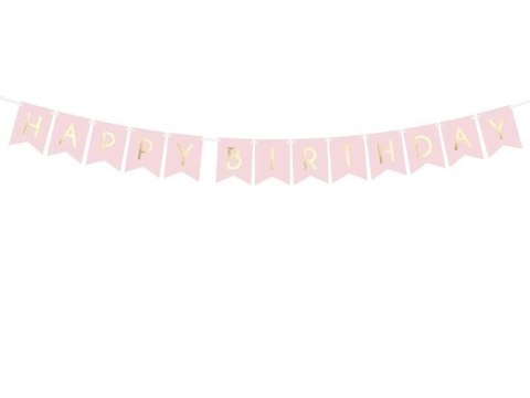 Girlanda urodzinowa Happy Birthday Różowa, złoty napis, 16cm Girlanda urodzinowa Happy Birthday Różowa, złoty napis, 16cm