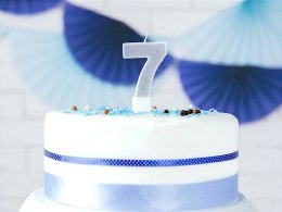Świeczka urodzinowa Cyferka 7, srebrny
