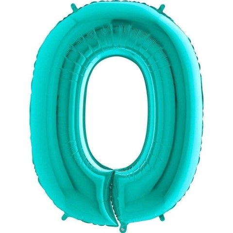 Balon Foliowy Cyfra 0 Tiffany, Miętowy - 102 cm Grabo Balon Foliowy Cyfra 0 Tiffany, Miętowy - 102 cm Grabo