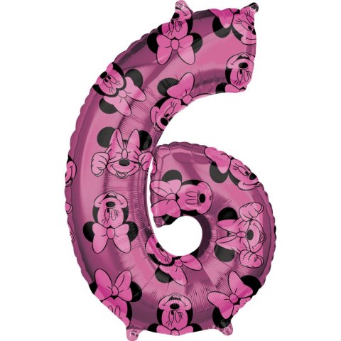 Balon Foliowy Cyfra 6 Myszka Minnie 66 cm Balon Foliowy Cyfra 6 Myszka Minnie 66 cm