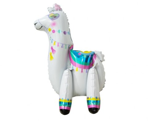 Balon Foliowy - Lama biała, stojąca, 3D 65 cm Balon Foliowy - Lama biała, stojąca, 3D 65 cm