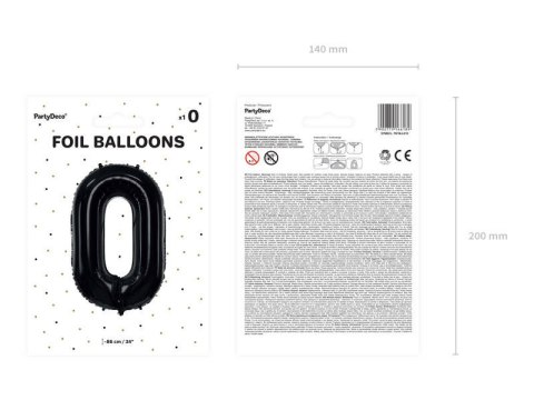 Balon foliowy Cyfra 0 czarna, 86cm Balon foliowy Cyfra 0 czarna, 86cm