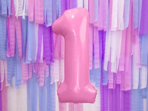 Balon foliowy Cyfra 1, 86cm, różowy Balon foliowy Cyfra 1, 86cm, różowy