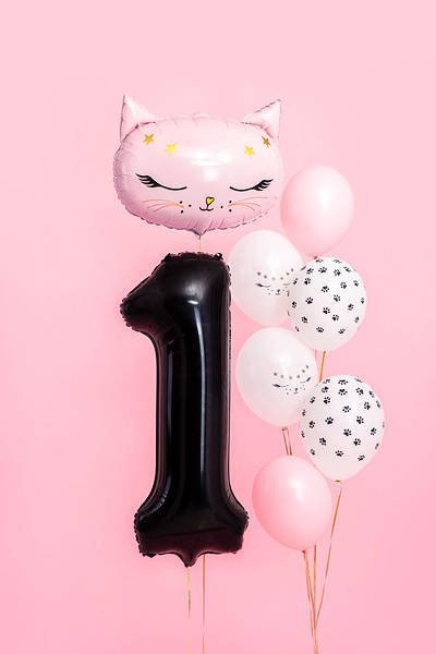 Balon foliowy Cyfra 1 czarna, 86cm Balon foliowy Cyfra 1 czarna, 86cm