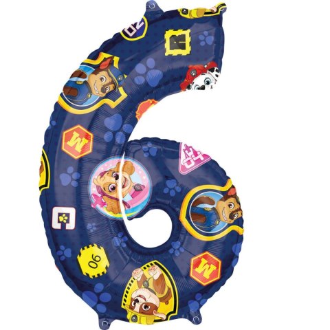 Balon foliowy Cyfra 6 Psi Patrol 43cm x 66cm Balon foliowy Cyfra 6 Psi Patrol 43cm x 66cm