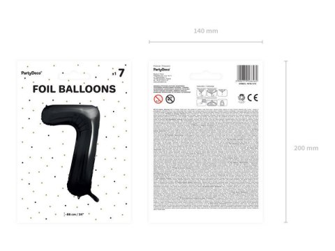 Balon foliowy Cyfra 7 czarna, 86cm Balon foliowy Cyfra 7 czarna, 86cm