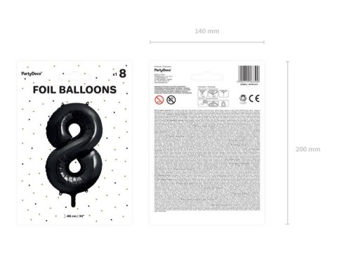 Balon foliowy Cyfra 8 czarna, 86cm Balon foliowy Cyfra 8 czarna, 86cm