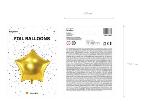 Balon foliowy Gwiazda, Złota 70 cm XXL Balon foliowy Gwiazda, Złota 70 cm XXL