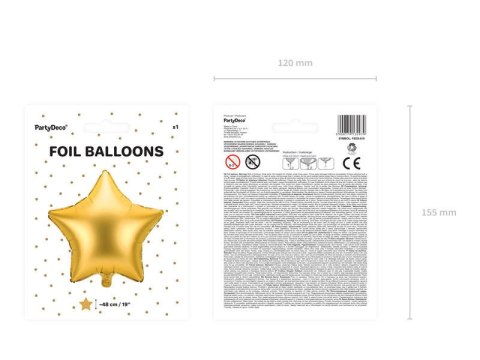 Balon foliowy Gwiazda, złota 48cm Balon foliowy Gwiazda, złota 48cm