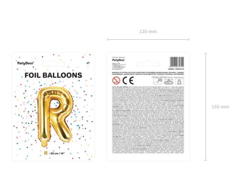 Balon foliowy Litera R 35cm, Złota Balon foliowy Litera R 35cm, Złota