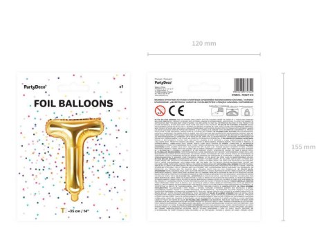 Balon foliowy Litera T 35cm, Złota Balon foliowy Litera T 35cm, Złota