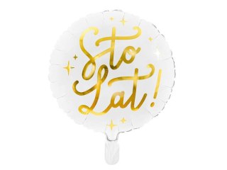 Balon foliowy urodzinowy Sto lat! biały, 35cm