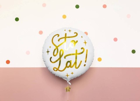 Balon foliowy urodzinowy Sto lat! biały, 35cm Balon foliowy urodzinowy Sto lat! biały, 35cm