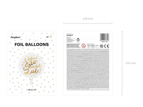 Balon foliowy urodzinowy Sto lat! biały, 35cm Balon foliowy urodzinowy Sto lat! biały, 35cm