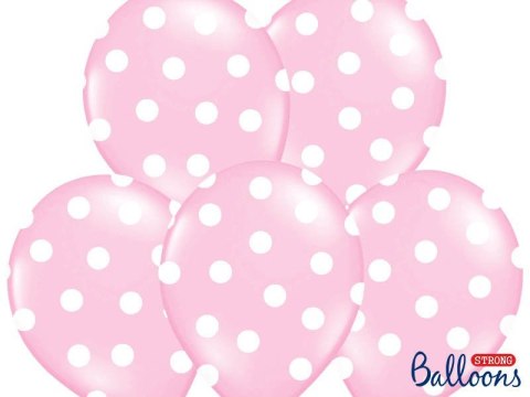 Balony Strong, Różowe Pastel w białe Kropki, 30cm, 6 szt. Balony Strong, Różowe Pastel w białe Kropki, 30cm, 6 szt.
