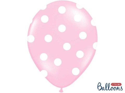 Balony Strong, Różowe Pastel w białe Kropki, 30cm, 6 szt. Balony Strong, Różowe Pastel w białe Kropki, 30cm, 6 szt.