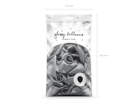 Balony lateksowe Glossy, Chrome, Srebrne, 30cm, 50 szt. Balony lateksowe Glossy, Chrome, Srebrne, 30cm, 50 szt.