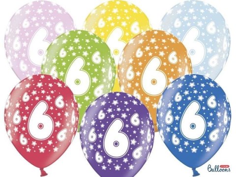 Balony lateksowe z nadrukiem '6' na urodziny, Metaliczne Mix, 30cm, 6 szt. Balony lateksowe z nadrukiem '6' na urodziny, Metaliczne Mix, 30cm, 6 szt.