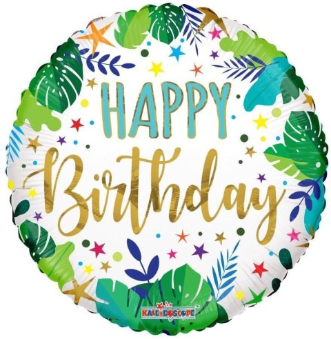 EKO Balon Foliowy okrągły Jungle, Happy Birthday, 46 cm EKO Balon Foliowy okrągły Jungle, Happy Birthday, 46 cm