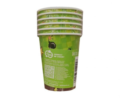 Kubeczki papierowe Piksele Game On, 200 ml, 6 szt. Kubeczki papierowe Piksele Game On, 200 ml, 6 szt.