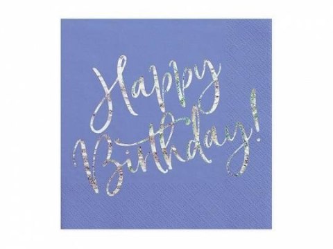 Serwetki urodzinowe Happy Birthday, niebieskie, 33x33cm Serwetki urodzinowe Happy Birthday, niebieskie, 33x33cm