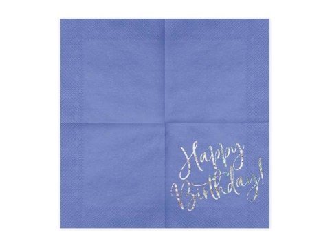 Serwetki urodzinowe Happy Birthday, niebieskie, 33x33cm Serwetki urodzinowe Happy Birthday, niebieskie, 33x33cm