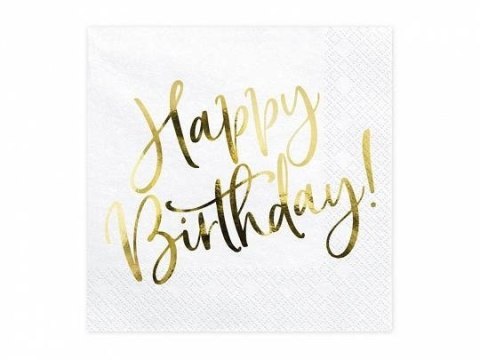 Serwetki urodzinowe z napisem Happy Birthday, 33cm, 20 szt. Serwetki urodzinowe z napisem Happy Birthday, 33cm, 20 szt.