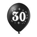 Zestaw balonów na 30 urodziny, czarno-złote, 30cm, 10szt.