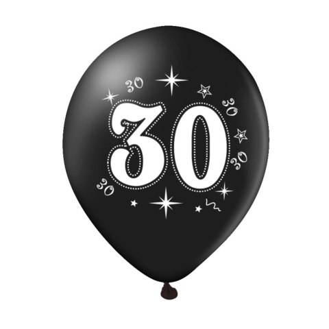 Zestaw balonów na 30 urodziny, czarno-złote, 30cm, 10szt. Zestaw balonów na 30 urodziny, czarno-złote, 30cm, 10szt.
