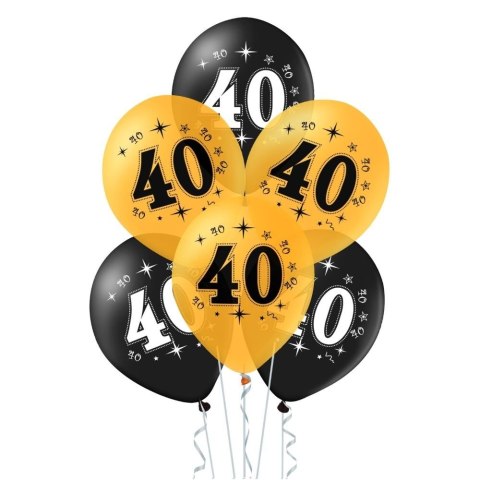 Zestaw balonów na 40 urodziny, czarno-złote, 30cm, 10szt. Zestaw balonów na 40 urodziny, czarno-złote, 30cm, 10szt.