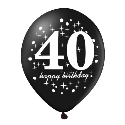Zestaw balonów na 40 urodziny, czarno-złoty, 30cm, 6 szt. Zestaw balonów na 40 urodziny, czarno-złoty, 30cm, 6 szt.