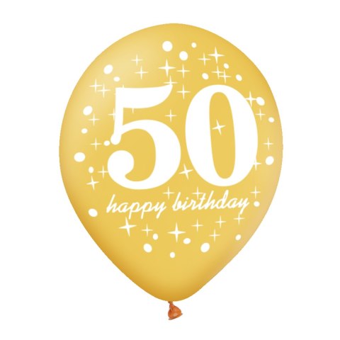Zestaw balonów na 50 urodziny, czarno-złoty, 30cm, 6 szt. Zestaw balonów na 50 urodziny, czarno-złoty, 30cm, 6 szt.