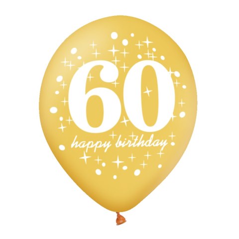 Zestaw balonów na 60 urodziny, czarno-złoty, 30 cm, 6 szt. Zestaw balonów na 60 urodziny, czarno-złoty, 30 cm, 6 szt.