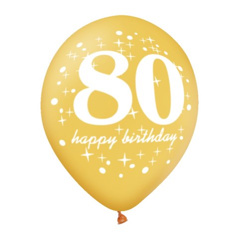 Zestaw balonów na 80 urodziny, czarno-złote, 30 cm, 6 szt. Zestaw balonów na 80 urodziny, czarno-złote, 30 cm, 6 szt.