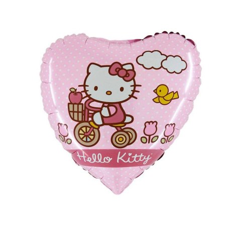 Balon Foliowy Serce Hello Kitty na rowerze - 46 cm Balon Foliowy Serce Hello Kitty na rowerze - 46 cm