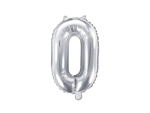Balon foliowy Cyfra 0, 35cm, srebrny Balon foliowy Cyfra 0, 35cm, srebrny