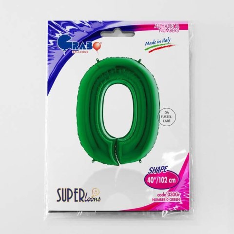 Balon foliowy Cyfra 0 Zielona - 102 cm Grabo Balon foliowy Cyfra 0 Zielona - 102 cm Grabo