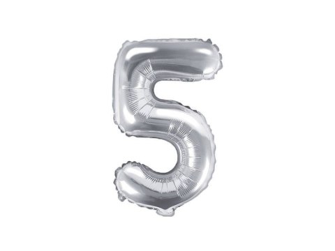 Balon foliowy Cyfra 5, 35cm, srebrny Balon foliowy Cyfra 5, 35cm, srebrny