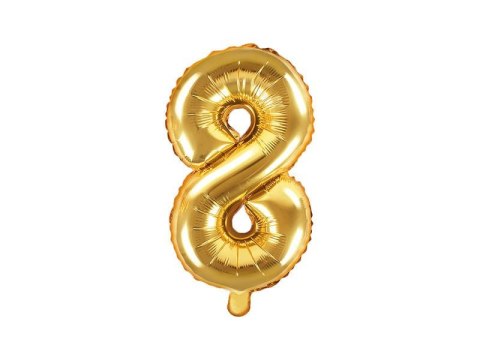 Balon foliowy Cyfra 8, 35cm, złoty Balon foliowy Cyfra 8, 35cm, złoty