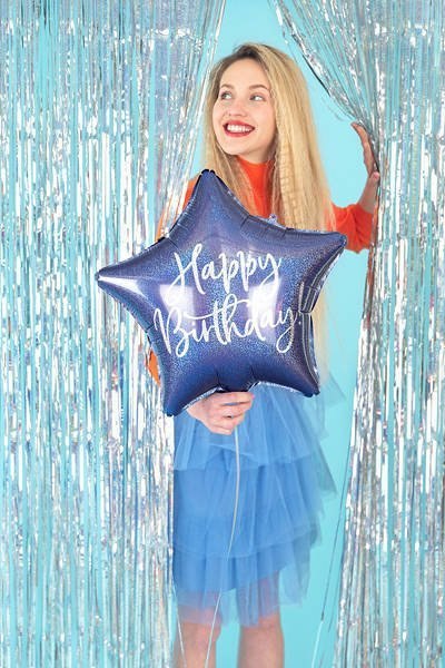 Balon foliowy Happy Birthday ! Granatowa gwiazda 40 cm Balon foliowy Happy Birthday ! Granatowa gwiazda 40 cm